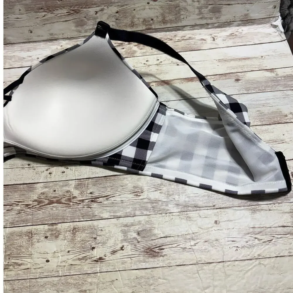 Torrid Curve Wireless Bra Size Padded Plus Size 42C Black White Gingham NWT - Picture 3 of 5